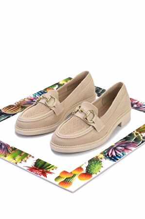 Bej Triko  Kadın Loafer Ayakkabı K01362245882