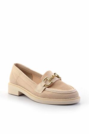 Bej Triko  Kadın Loafer Ayakkabı K01362245882