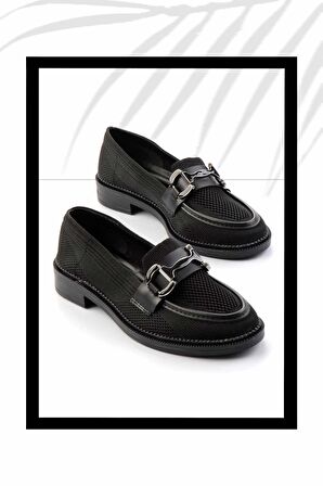 Siyah Triko  Kadın Loafer Ayakkabı K01362245682