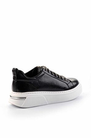 Siyah Yılan Baskı  Kadın Sneaker K01377023409