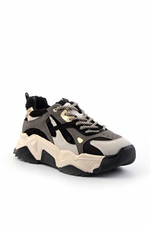 Siyah Kürklü  Kadın Sneaker K01406274297