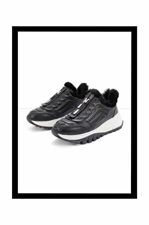 Siyah Hakiki Deri Kadın Sneaker K01410055003