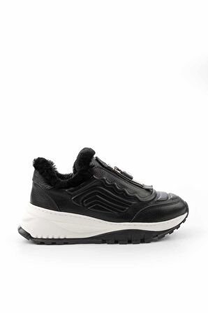 Siyah Hakiki Deri Kadın Sneaker K01410055003