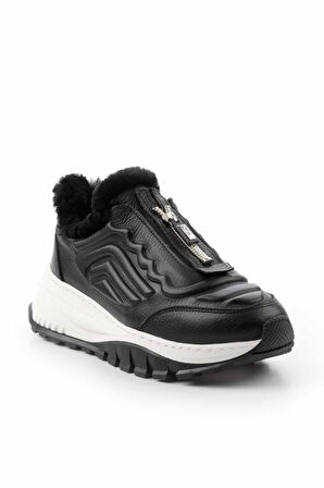 Siyah Hakiki Deri Kadın Sneaker K01410055003