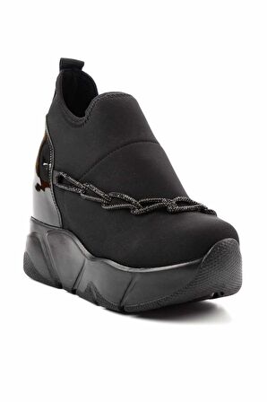 Siyah Streç  Kadın Sneaker K01413055417