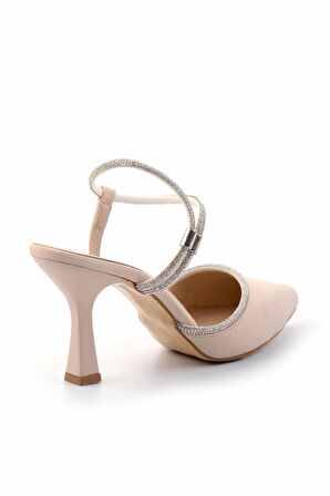 Mat Bej Saten  Kadın Abiye Ayakkabı K01419062938