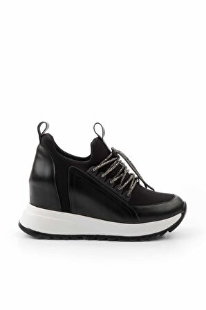 Siyah Siyah Streç  Kadın Sneaker K01413055609