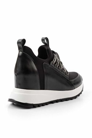 Siyah Siyah Streç  Kadın Sneaker K01413055609