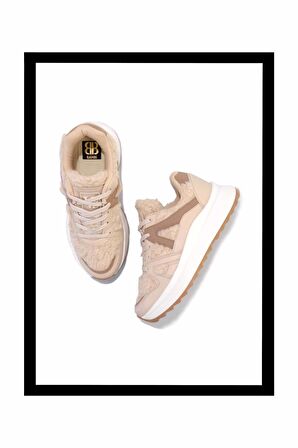 Bej Kürklü  Kadın Sneaker K01412200097