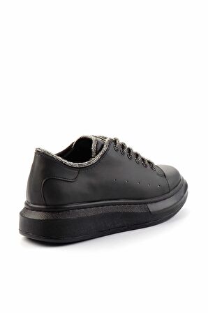 Siyah Platin Taşlı  Kadın Sneaker K01449057609