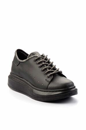 Siyah Platin Taşlı  Kadın Sneaker K01449057609