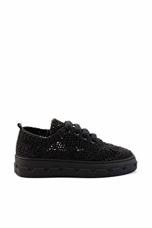 Siyah Örgü  Kadın Sneaker K01459090716