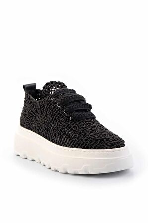 Siyah Örgü  Kadın Sneaker K01459301816
