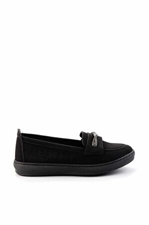 Siyah Nubuk  Kadın Loafer Ayakkabı K01451100301