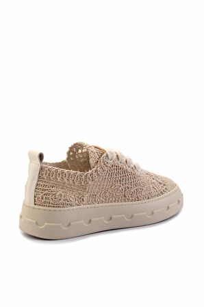 Bej Örgü  Kadın Sneaker K01459090716