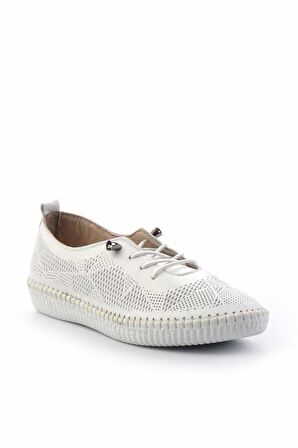 Beyaz Hakiki Deri Kadın Casual Ayakkabı K01462025003