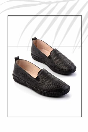 Siyah Hakiki Deri Kadın Babet K01462025103