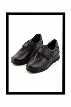 Siyah Hakiki Deri Kadın Casual Ayakkabı K01465090103