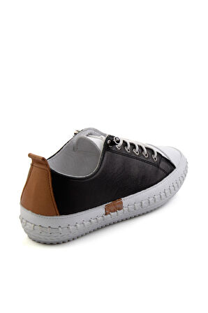 Siyah Hakiki Deri Kadın Sneaker K01465065403