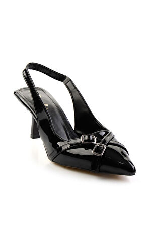 Siyah Rugan  Kadın Klasik Topuklu Ayakkabı K01473010608