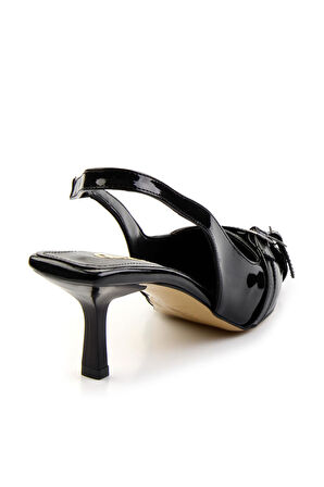 Siyah Rugan  Kadın Klasik Topuklu Ayakkabı K01473010608