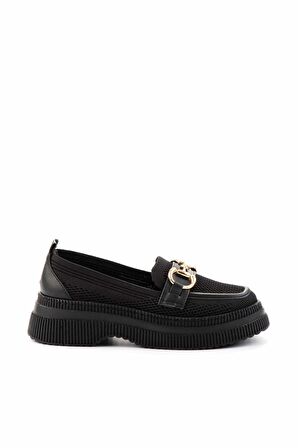 Siyah Triko  Kadın Loafer Ayakkabı K01474200582