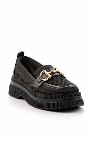Siyah Triko  Kadın Loafer Ayakkabı K01474200582