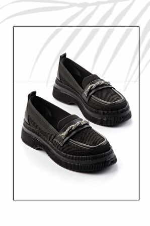 Siyah Triko  Kadın Loafer Ayakkabı K01474200882