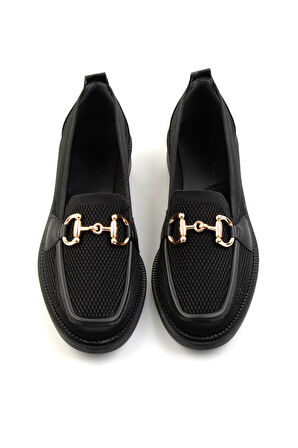 Siyah Triko  Kadın Loafer Ayakkabı K01474111182