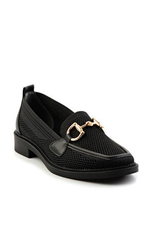 Siyah Triko  Kadın Loafer Ayakkabı K01474111182