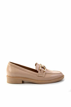 Bej Kırışık Rugan  Kadın Loafer Ayakkabı K01474091308
