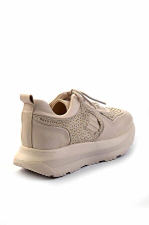 Krem Hakiki Deri Kadın Sneaker K01480111103