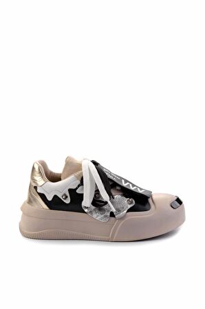Siyah Hakiki Deri Kadın Sneaker K01480002703