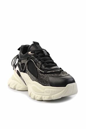 Siyah Hakiki Deri Kadın Sneaker K01480004203