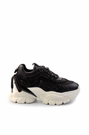 Siyah Hakiki Deri Kadın Sneaker K01480004703
