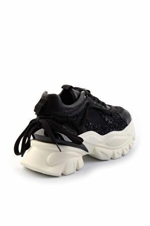 Siyah Hakiki Deri Kadın Sneaker K01480004703