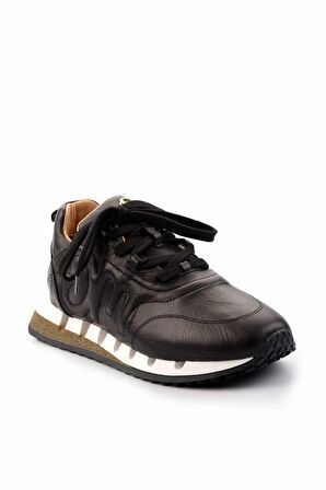Siyah Hakiki Deri Kadın Sneaker K01480046303