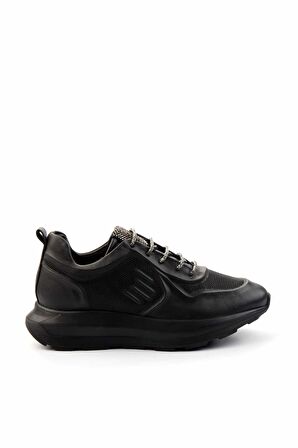 Siyah Hakiki Deri Kadın Sneaker K01480222203