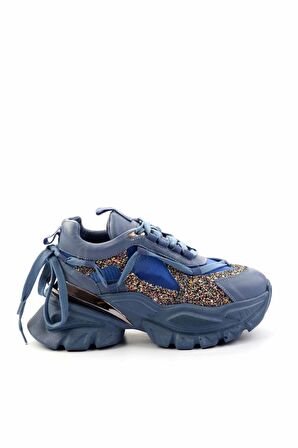Kot Mavi Hakiki Deri Kadın Sneaker K01480004703