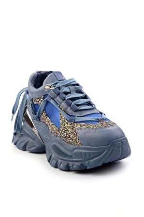 Kot Mavi Hakiki Deri Kadın Sneaker K01480004703