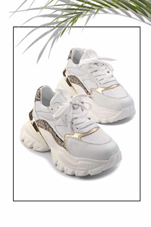 Beyaz Beyaz File Hakiki Deri Kadın Sneaker K01480004503