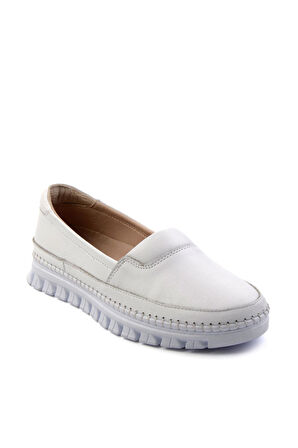 Beyaz Hakiki Deri Kadın Casual Ayakkabı K01518024403