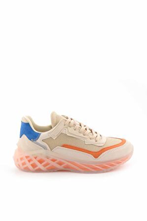 Krem Lacivert Süet  Kadın Sneaker K01512243702