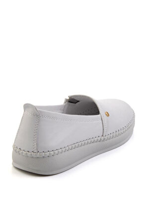 Beyaz Hakiki Deri Kadın Babet K01523021103