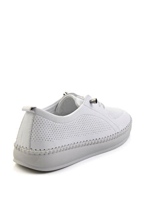 Beyaz Hakiki Deri Kadın Casual Ayakkabı K01523021203