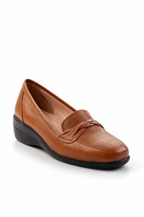 Taba Hakiki Deri Kadın Dolgu Topuklu Ayakkabı K01531123603