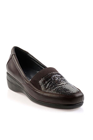 Kahve Hakiki Deri Kadın Dolgu Topuklu Ayakkabı K01531254003