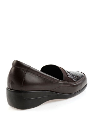 Kahve Hakiki Deri Kadın Dolgu Topuklu Ayakkabı K01531254003