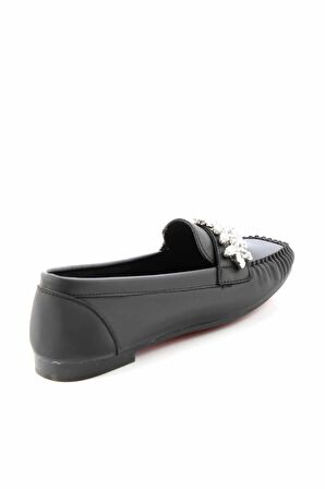 Bambi Siyah Saten  Kadın Loafer Ayakkabi K01542166738