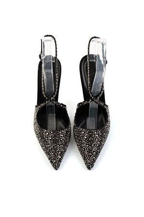 Siyah Platin  Kadın Abiye Ayakkabı K01565041287